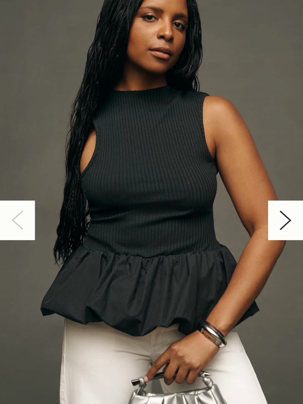 Anthropologie Maeve Sleeveless Black Peplum Tank Top - Women's